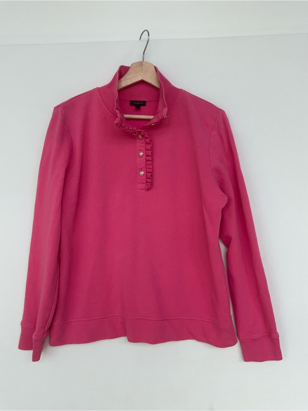 Talbots Ruffle Placket Mockneck Pullover - Picture 2 of 8